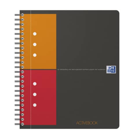 Blocchi spiralati OXFORD International Activebook A5+ grigio/arancio quadretti 5 mm 100102880